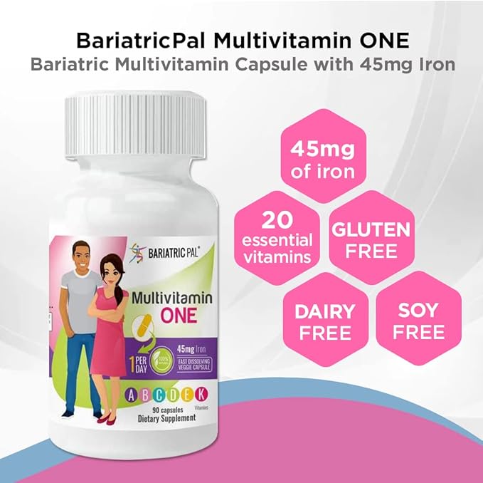 BariatricPal Multivitamin ONE 1 per Day! 45mg Iron (90 Count)