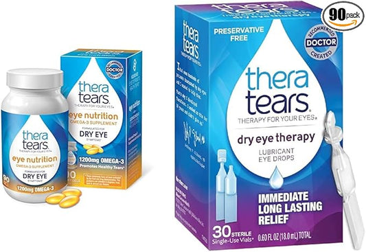TheraTears Omega 3 Supplement, 1200mg, 90 1) & 30 Single-Use