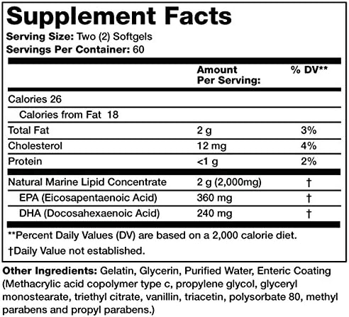Olympian Labs Enteric Coated Omega 3 2000 mg 60 servings, 120 Softgels