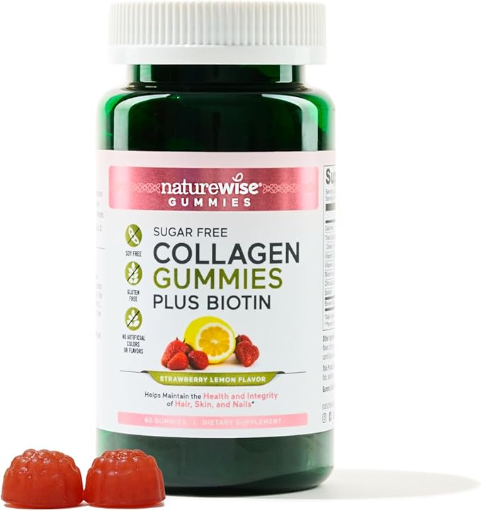 NatureWise Sugar-Free Hydrolyzed Collagen Peptide Gummies 60 Gummies[1-Month Gummies[1-Month Supply]