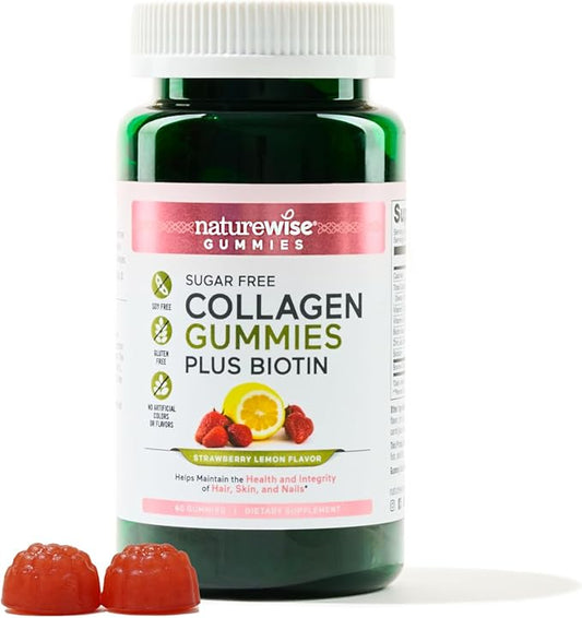 NatureWise Sugar-Free Hydrolyzed Collagen Peptide Gummies 60 Gummies[1-Month Gummies[1-Month Supply]
