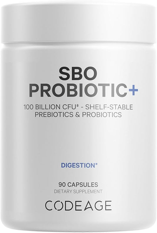 Codeage SBO Probiotics, 100 Billion CFUs Per Serving, Multi Strain Soil Based Organisms Blend and Organic Fermented Botanical Blend, Shelf-Stable, 90 Capsules