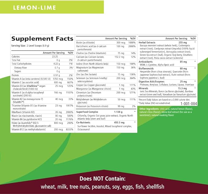 PURE ESSENCE LABS LifeEssence Multivitamin Powder D3, B12, B12, and 7.3 oz