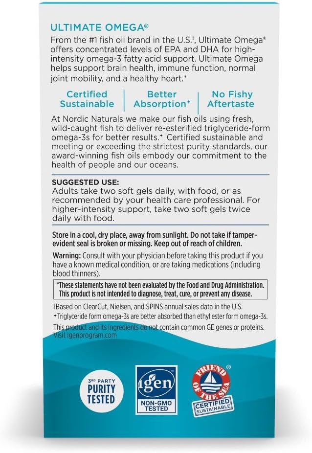 Nordic Naturals Ultimate Omega, Lemon Flavor 210 Soft 1280 mg Omega-3 - Omega-3 Fish 105 Servings