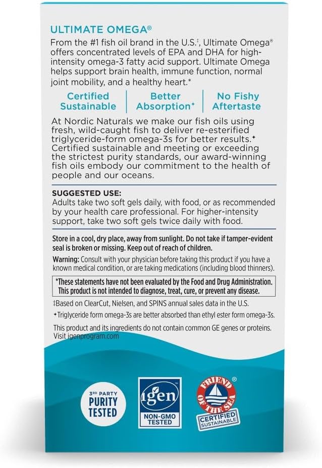 Nordic Naturals Ultimate Omega, Lemon Flavor 180 Soft 1280 mg Omega-3 - Omega-3 Fish 90 Servings