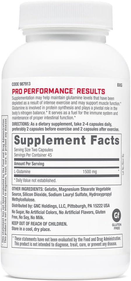 GNC Pro Performance L-Glutamine, 90 Capsules,