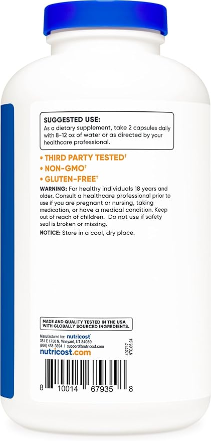 Nutricost L-Lysine 1000mg Per Serving, 250 Servings, 500 Capsules - Gluten Free, Non-GMO, 500mg Per Capsule