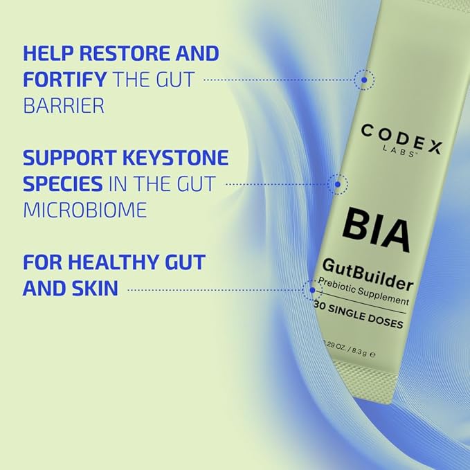 Codex Labs BIA GutBuilder – Supports Gut Health & Immunity - Fortifies Gut Microbiome & Skin Barrier with Prebiotics & Superfoods - 30-Day Supply