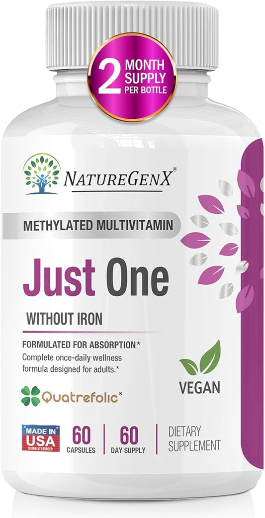 Just One Daily Methylated Multivitamin 60 Caps B12, Methylfolate 2 Months