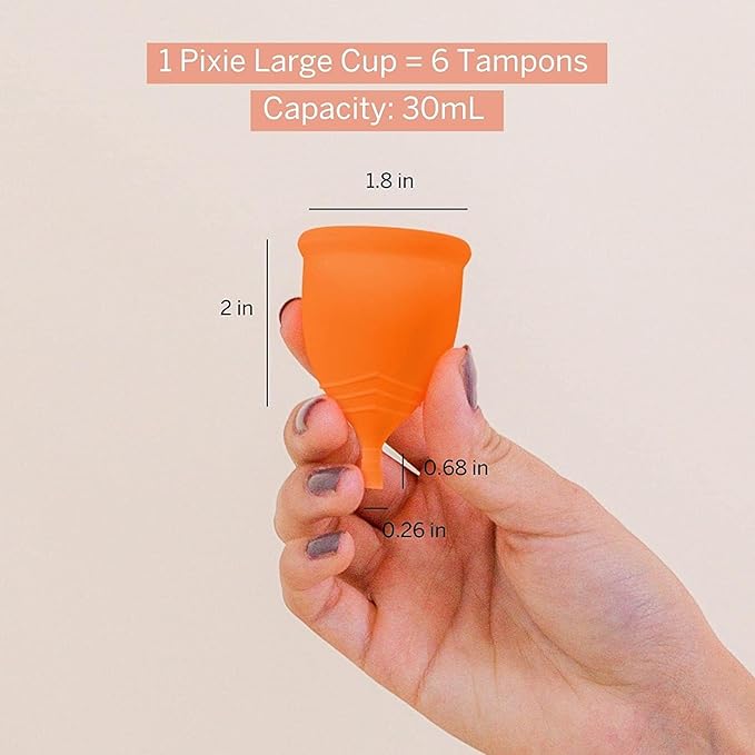 2 Pixie Menstrual Cups 100% Medical-Grade 1 for 12 Hours