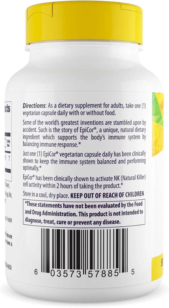 Healthy Origins EpiCor 500 mg (Immune Support, Non-GMO, Gluten Free), 150 Veggie Capsules