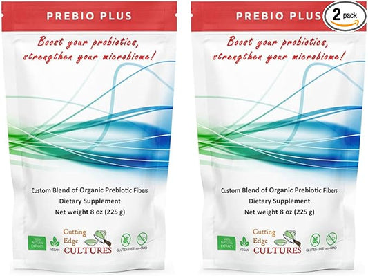 Prebio Plus Prebiotic Fiber Powder Best Custom Blend of Organic Prebiotic Fibers Dietary Supplement 8 oz (2 x Prebio Plus = 16oz)