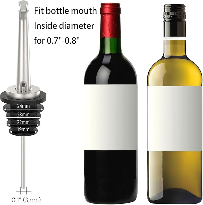 20 Pcs Oil Spout Liquor Bottle Pourer Spouts Stainless Steel Speed Pour Spouts Olive Oil Dispenser Spout with Flip Top for About 3/4" Bottle Mouth
