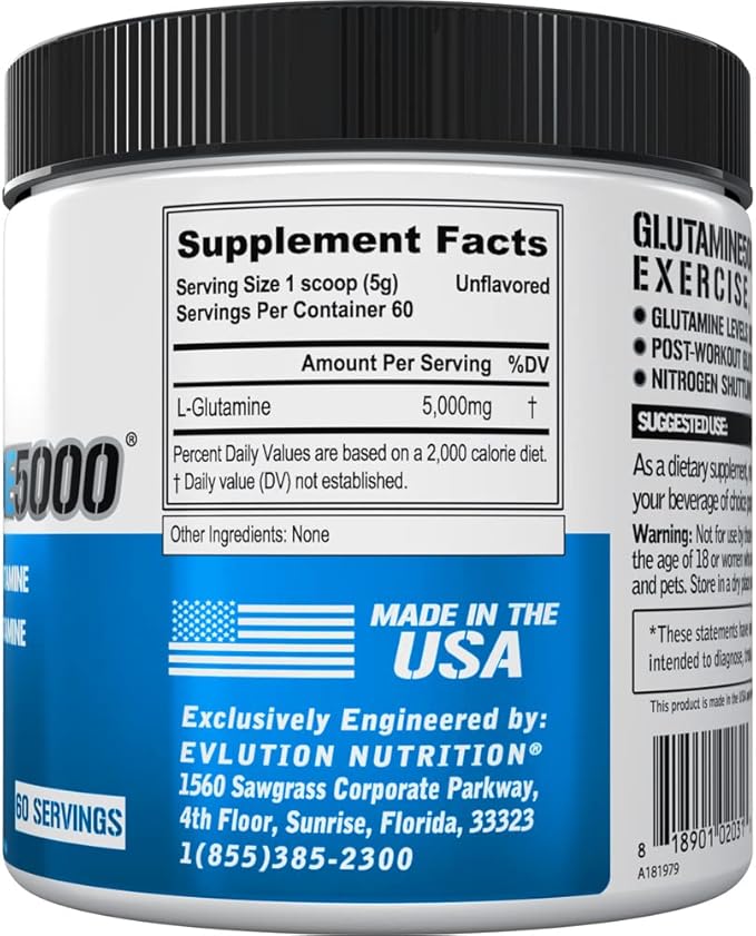 Pure Vegan L-Glutamine Powder Supplement 5g L