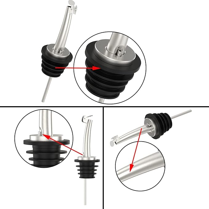 20 Pcs Oil Spout Liquor Bottle Pourer Spouts Stainless Steel Speed Pour Spouts Olive Oil Dispenser Spout with Flip Top for About 3/4" Bottle Mouth