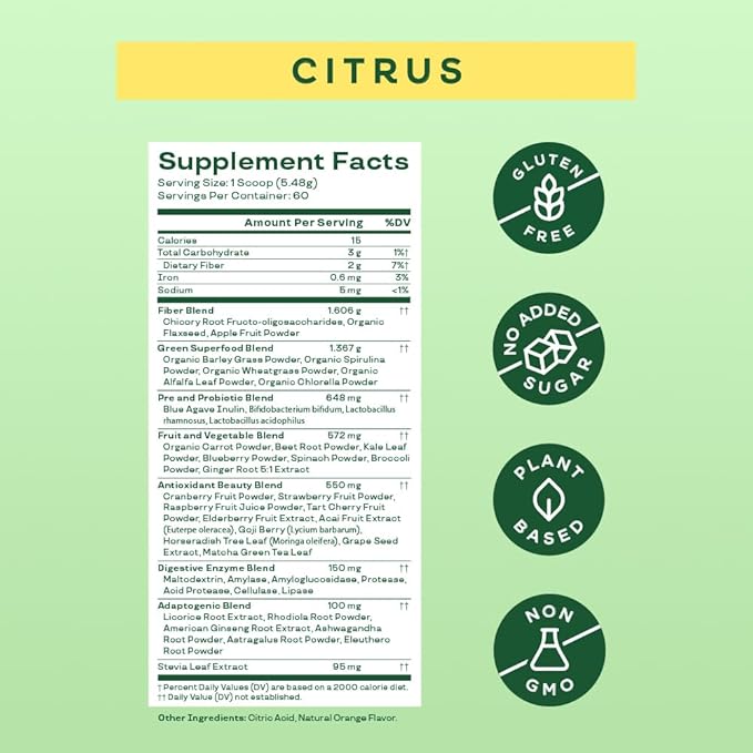 Bloom Nutrition Superfood Greens Powder, Digestive 60 SVG,