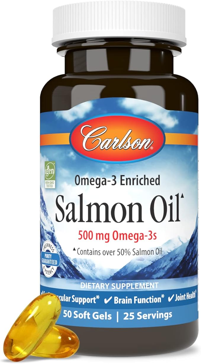 Carlson - Salmon Oil, 500 mg Omega-3s, Norwegian 3 Salmon 50 Softgels