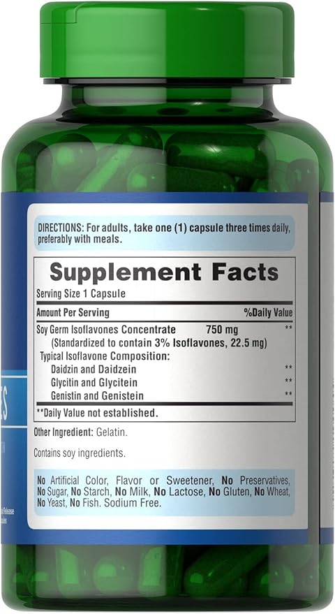 Puritan's Pride Non-GMO Soy Isoflavones Capsule 750 Mg, 120 ct