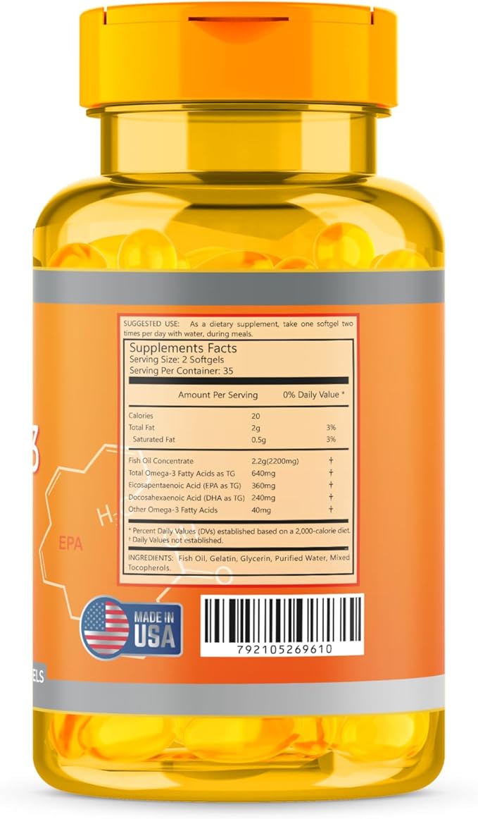 Fish Oil 1100 mg, Supports Heart 3 EPA 70 Rapid