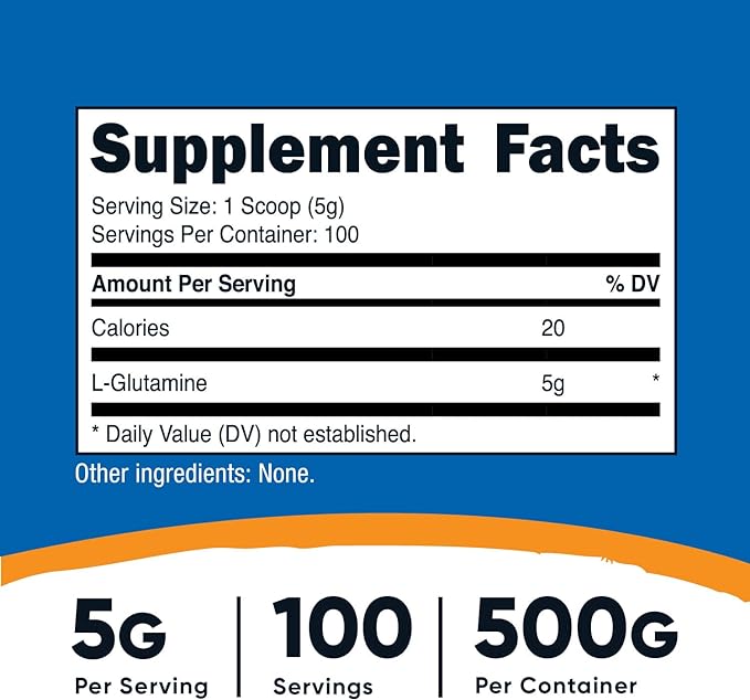 Nutricost L-Glutamine Powder (500 Grams) Unflavored 100 Servings