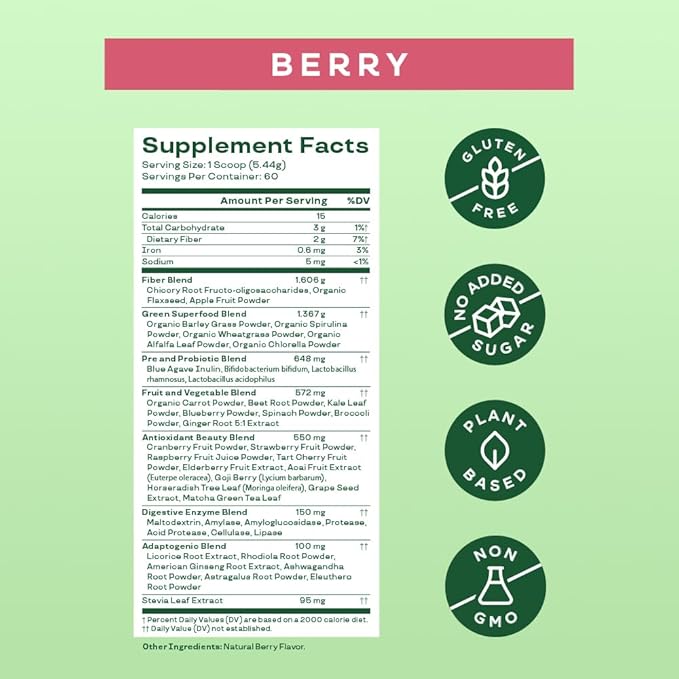 Bloom Nutrition Superfood Greens Powder, Digestive 60 SVG,