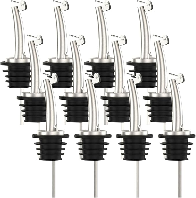 20 Pcs Oil Spout Liquor Bottle Pourer Spouts Stainless Steel Speed Pour Spouts Olive Oil Dispenser Spout with Flip Top for About 3/4" Bottle Mouth
