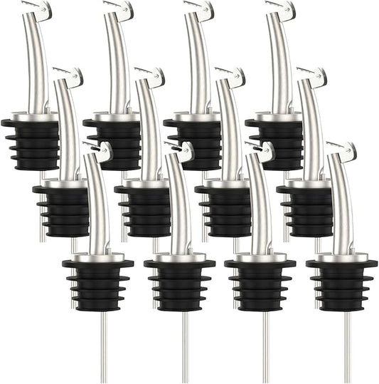 20 Pcs Oil Spout Liquor Bottle Pourer Spouts Stainless Steel Speed Pour Spouts Olive Oil Dispenser Spout with Flip Top for About 3/4" Bottle Mouth