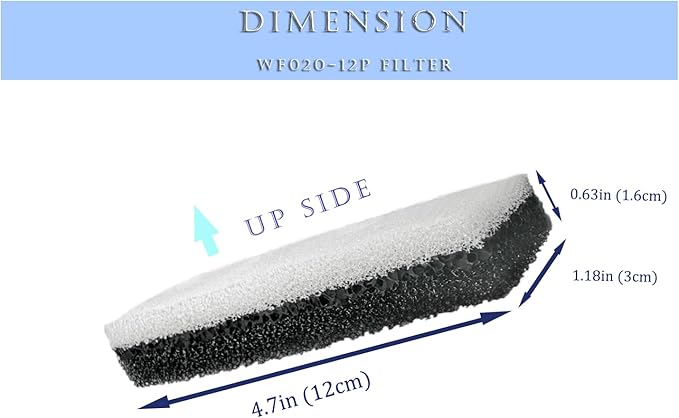 12X Replacement Premium Water Filter Compatible with NPET WF020 Water Fountain. Rectangular-Shaped, Washable Pet Fountain Filters with Triple Filtration System