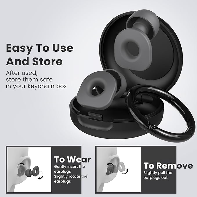 2 Pairs of Earplugs for Sleeping,Reusable 8 Pairs 25dB-30dB