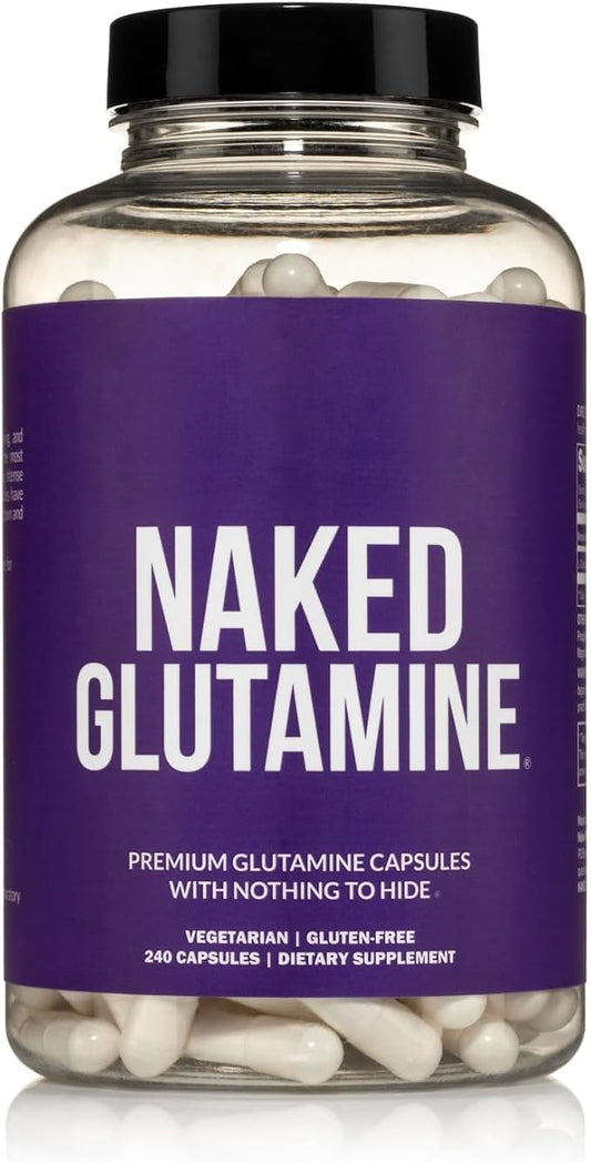 NAKED L-Glutamine Muscle Recovery Capsules, 1000mg, 240 Count,