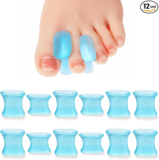12Pcs Gel Toe Separators Soft Toe (8L+4S) (Blue)