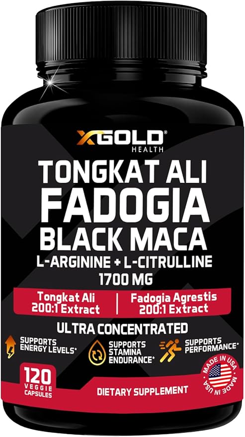 X Gold Health Tongkat Ali, Fadogia Agrestis, Black Maca, L-Arginine & L-Citrulline: Boost Energy, Vitality, Performance, Muscle Recovery & Balance – Premium Wellness Support for Men & Women