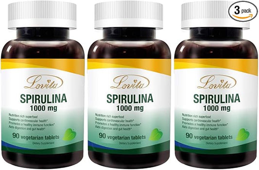 Lovita Organic Spirulina 1000mg per Tablet, 100% Vegan 90 Vegetarian 3)