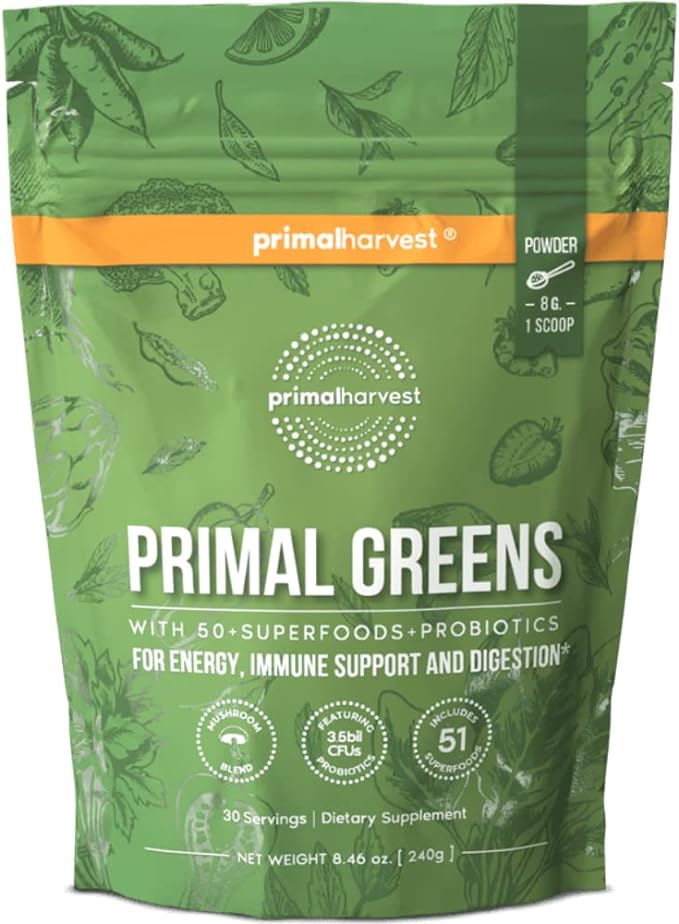 Primal Harvest Super Greens Powder, 30 w/+50 Greens