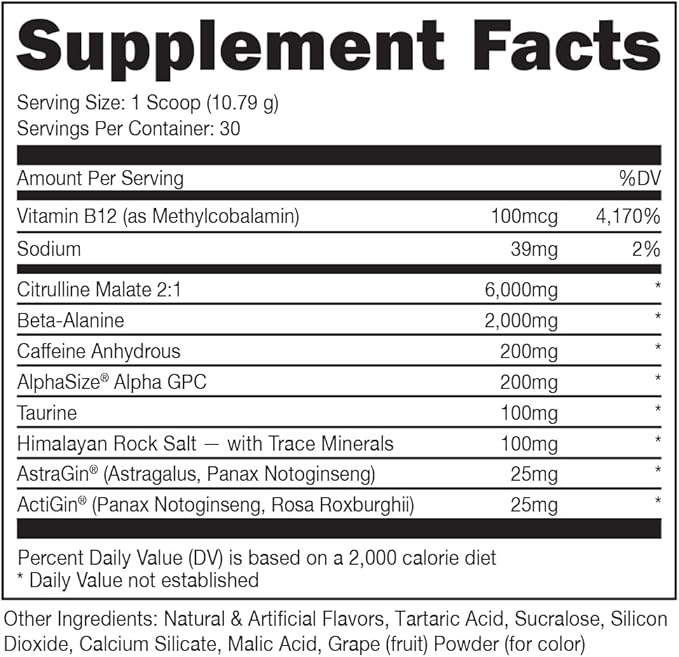 Bucked Up Pre Workout 6 Grams 2 Grams 3 Other