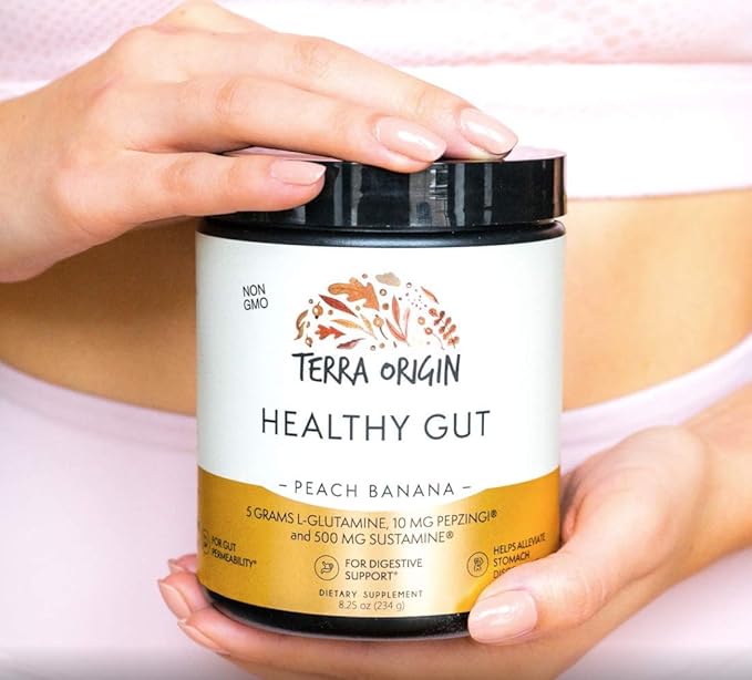 TERRA ORIGIN Healthy Gut Peach Banana 3-Pack, 90 90 Servings 30-Serving tubs)