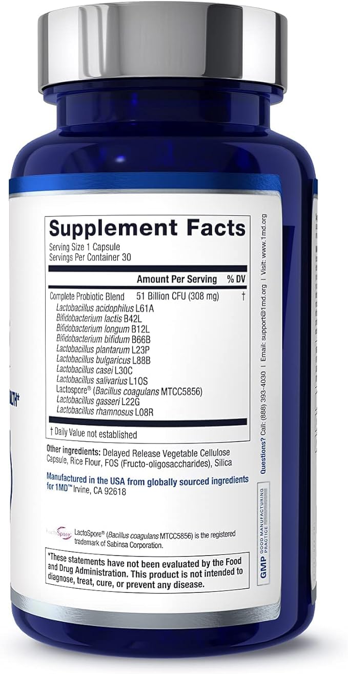 1MD Complete Probiotics Platinum 51 Billion 11 Strains, 30 Vegetable (2-Pack)