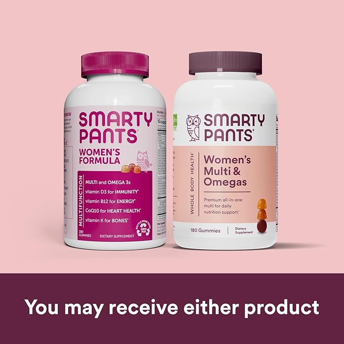 SmartyPants Women's Multivitamin Gummies: Omega 3 CoQ10, Vitamin D3, C, B12, B6, B6, Vitamin 180 Count (30 Day