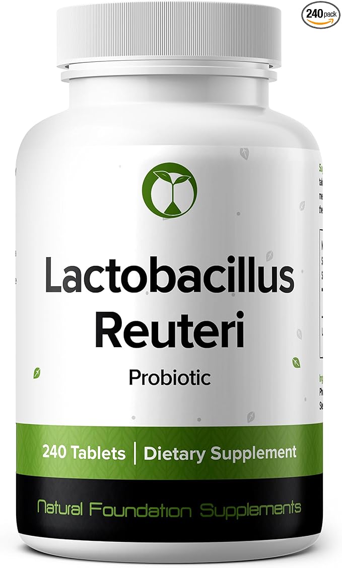 Lactobacillus Reuteri Probiotic Supplement 240 Tablets 3 Billion CFU Probiotics for Men & Women Supports Intestinal Digestive & Gut Health Made in The USA (240, Lactobacillus Reuteri)