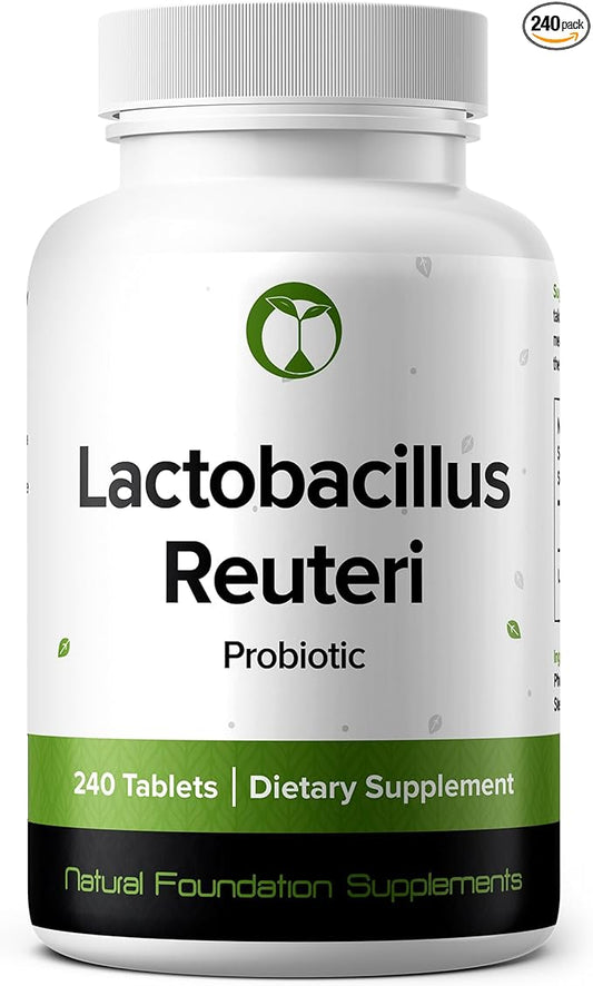 Lactobacillus Reuteri Probiotic Supplement 240 Tablets 3 Billion CFU Probiotics for Men & Women Supports Intestinal Digestive & Gut Health Made in The USA (240, Lactobacillus Reuteri)