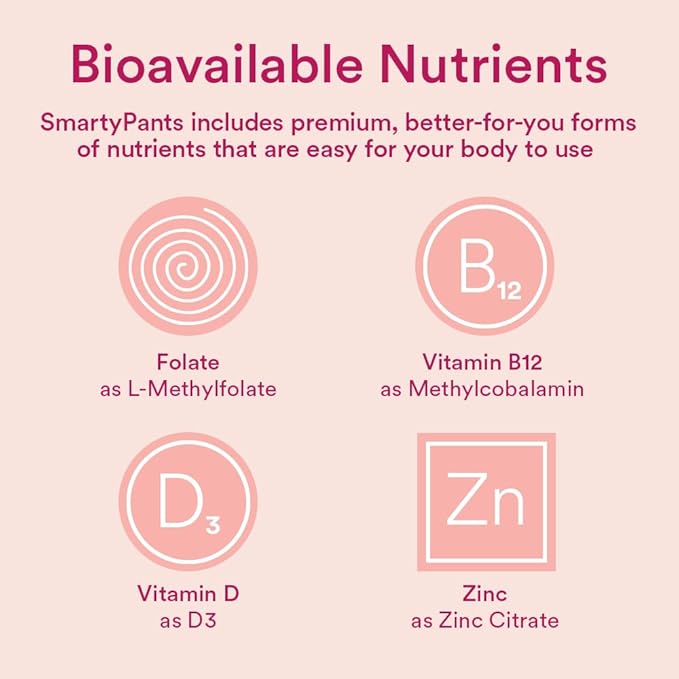 SmartyPants Women's Multivitamin Gummies: Omega 3 CoQ10, Vitamin D3, C, B12, B6, B6, Vitamin 120 Count (20 Day