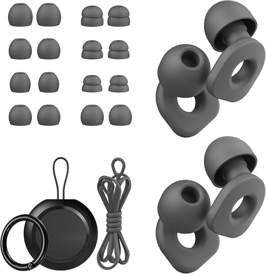 2 Pairs of Earplugs for Sleeping,Reusable 8 Pairs 25dB-30dB