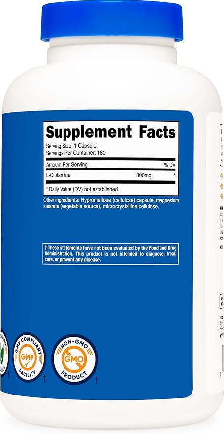Nutricost L-Glutamine 800mg, 180 Capsules