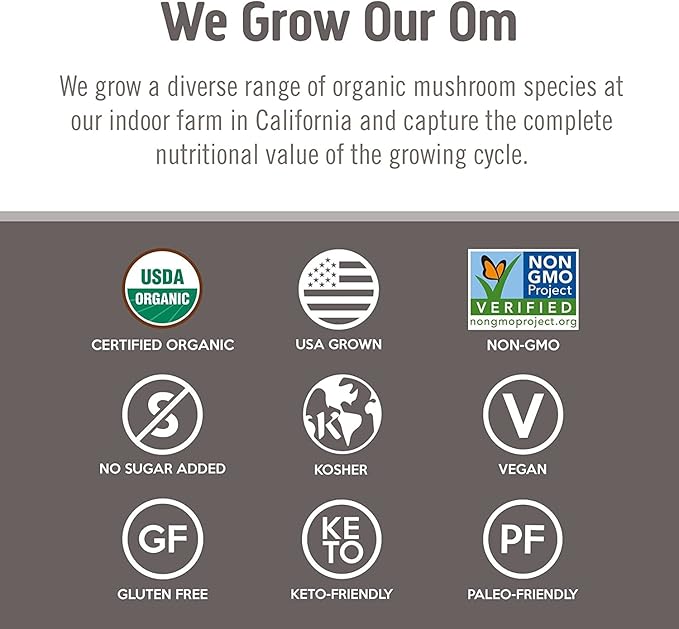 Om Mushroom Superfood Chaga Organic Mushroom Powder, 3.5 Ounce, 50 Servings, US Grown, Sacred Antioxidants & Immune Support, Superfood Mushroom Supplement