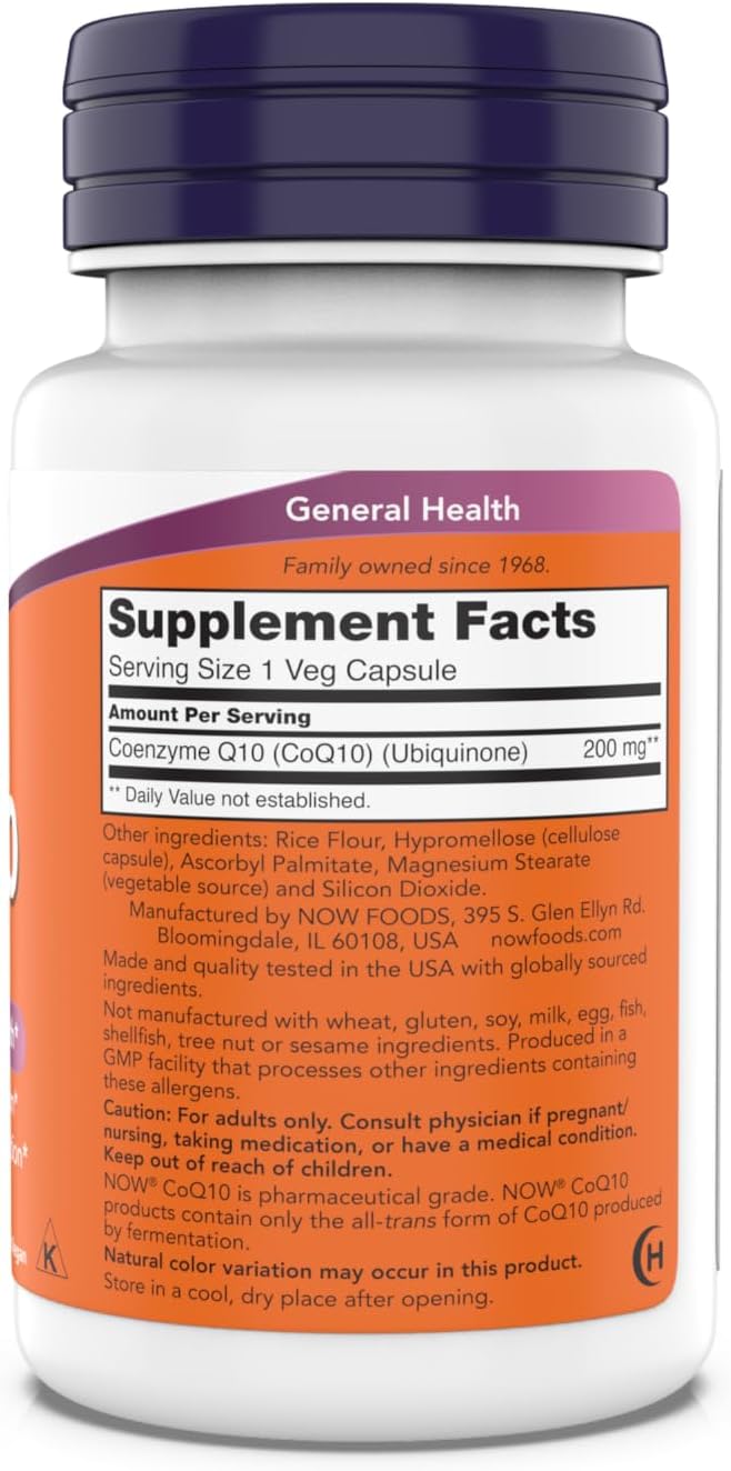 NOW Supplements - CoQ10 (Coenzyme Q10) 200 mg, 90 Vegetarian