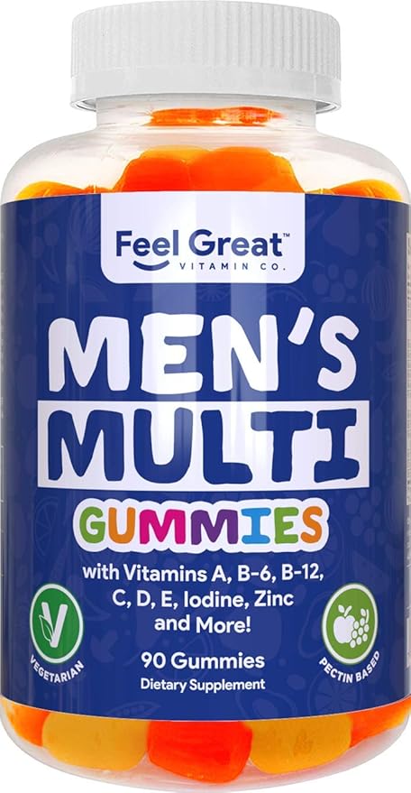 Feel Great Vitamin Co. Men's Multivitamin B-6, B-12, B-12, Biotin, D3, E, 45 Day