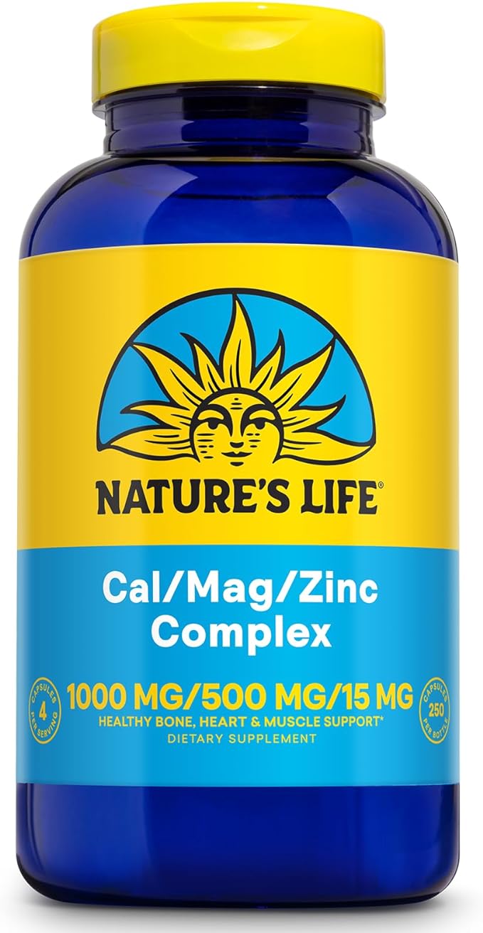 NATURE'S LIFE Cal Mag Zinc Complex 1000mg / 500mg / 15mg - 60 Day 62 Serv, 250 Caps