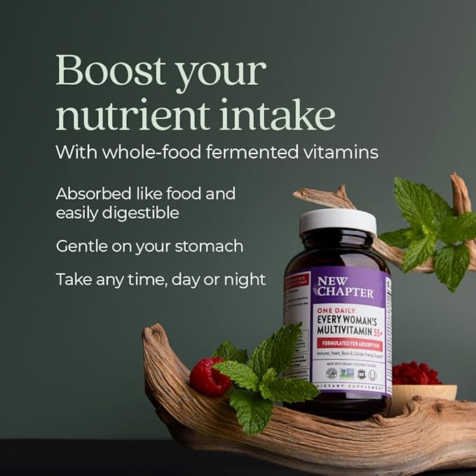 New Chapter Women's Multivitamin 50 Plus for Cellular Energy, Heart & Immune Support with 20+ Nutrients + Astaxanthin - Every Woman's One Daily 55+, Gentle on The Stomach, 48 Count