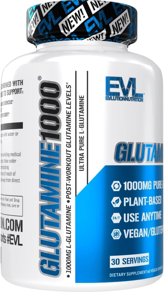 Evlution Nutrition L-Glutamine 1000, 1g Pure (30 Servings)