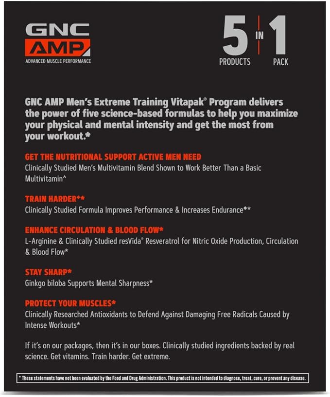 GNC AMP Men's Extreme Training Vitapak 5-Step Daily 30 Count